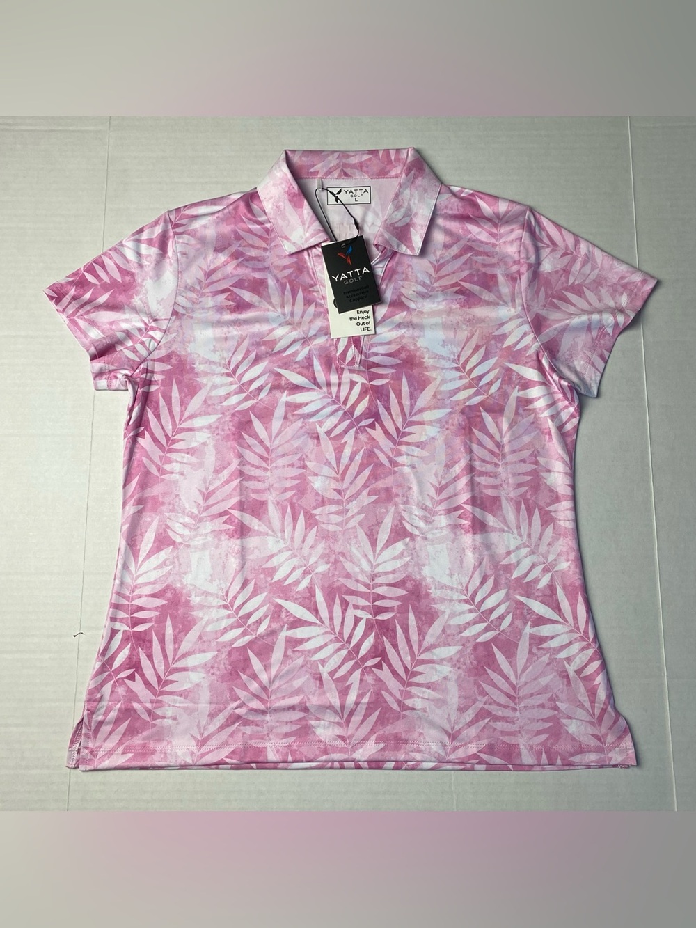 Yatta Golf Polo Shirt Womens Large Pink Rose Fairway Short Sleeve Top NWT $60